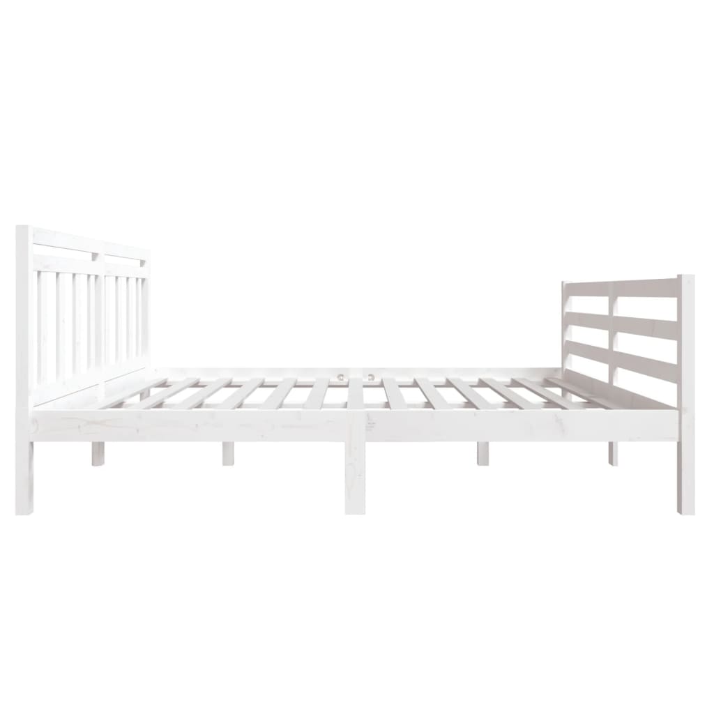 Estrutura de cama casal 135x190 cm madeira maciça branco