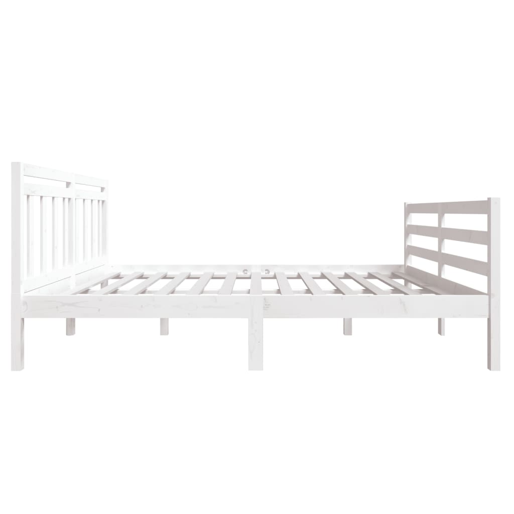 Estrutura de cama 140x190 cm madeira maciça branco