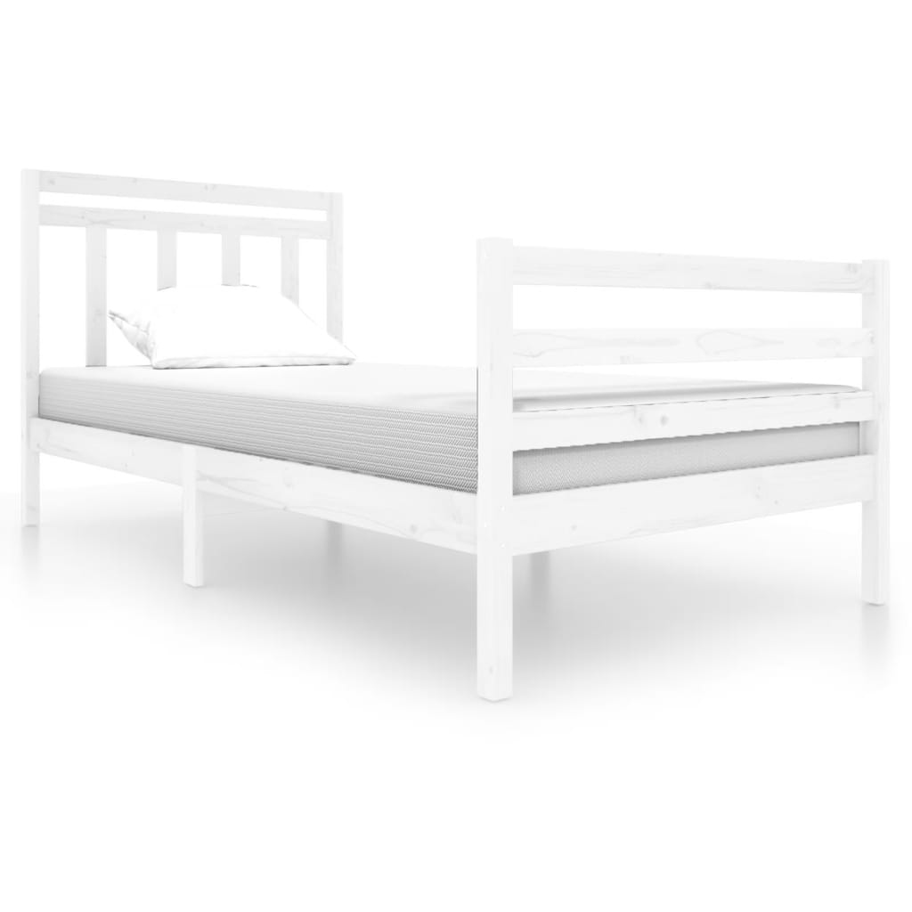 Estrutura de cama 100x200 cm madeira maciça branco