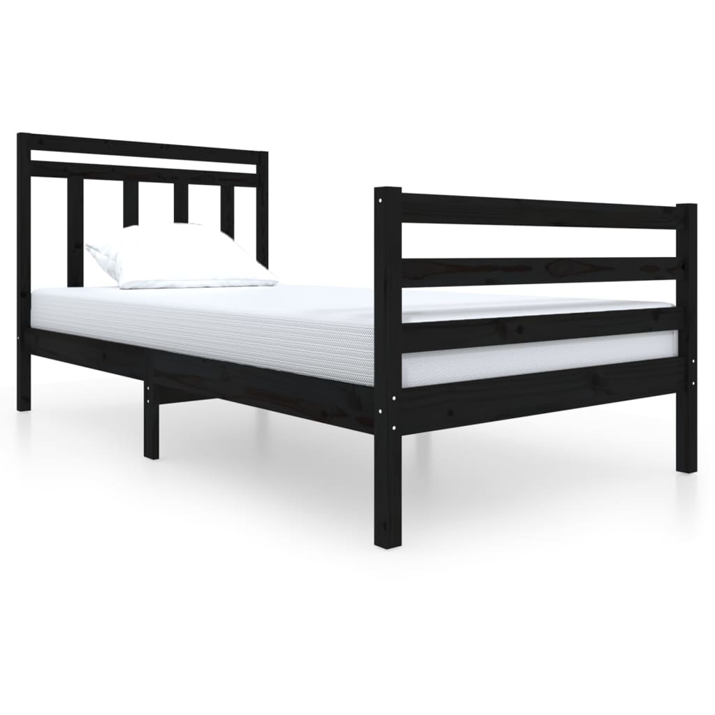 Estrutura de cama 100x200 cm madeira maciça preto