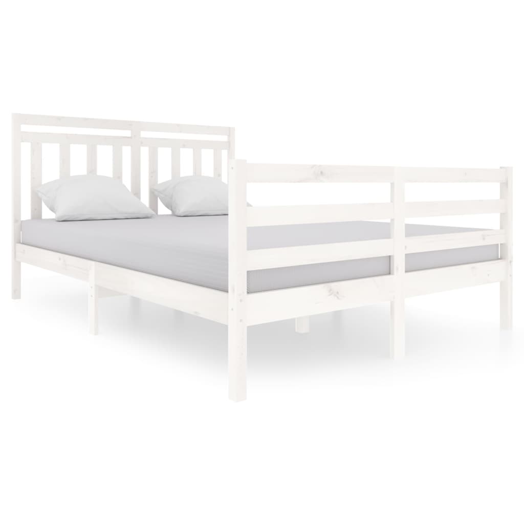 Estrutura de cama 140x200 cm madeira maciça branco