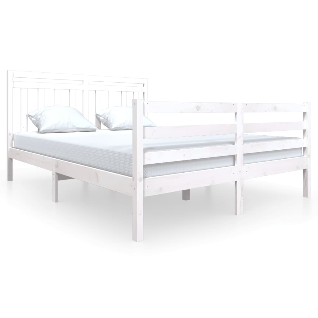 Estrutura de cama 160x200 cm madeira maciça branco