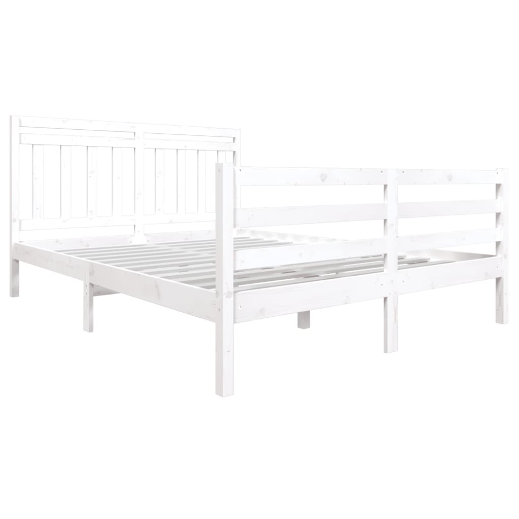 Estrutura de cama 160x200 cm madeira maciça branco