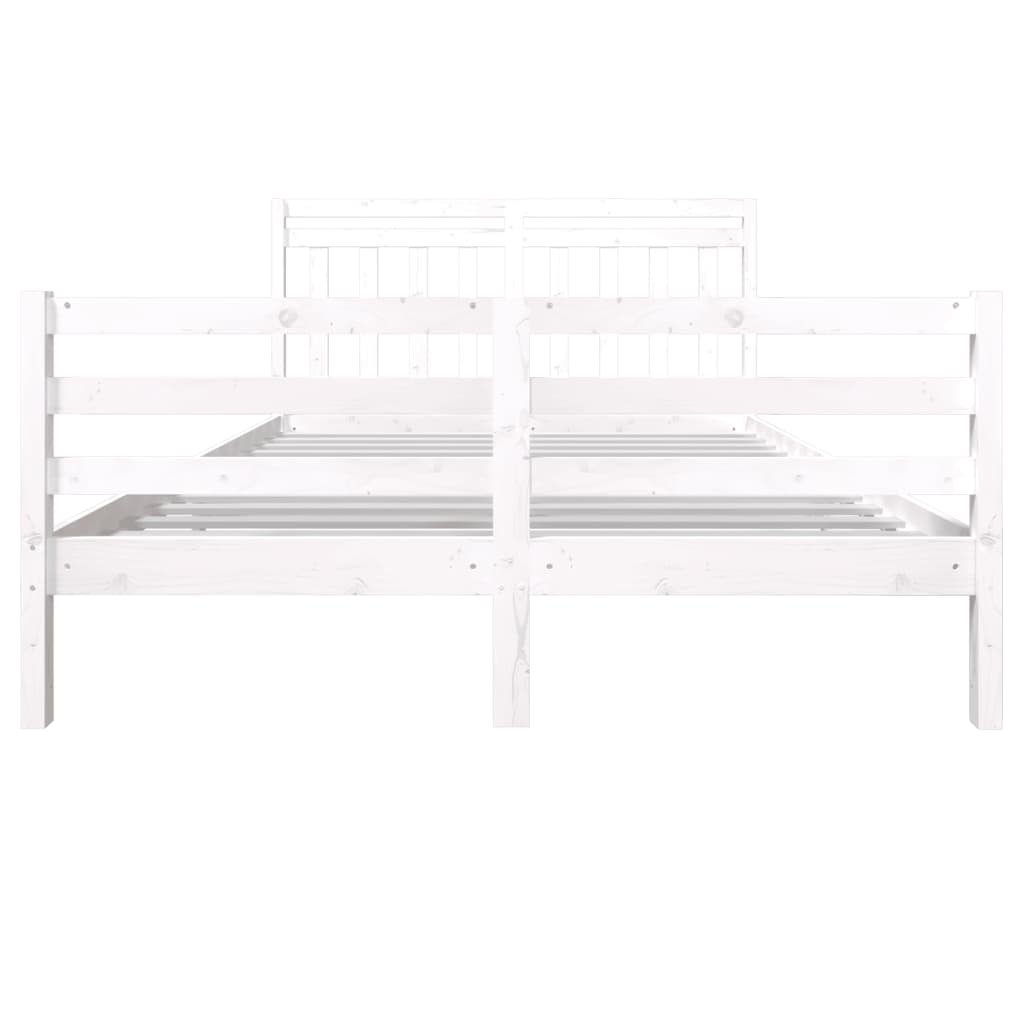 Estrutura de cama 160x200 cm madeira maciça branco