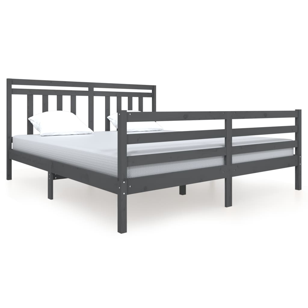 Estrutura de cama super king 180x200 cm madeira maciça cinza