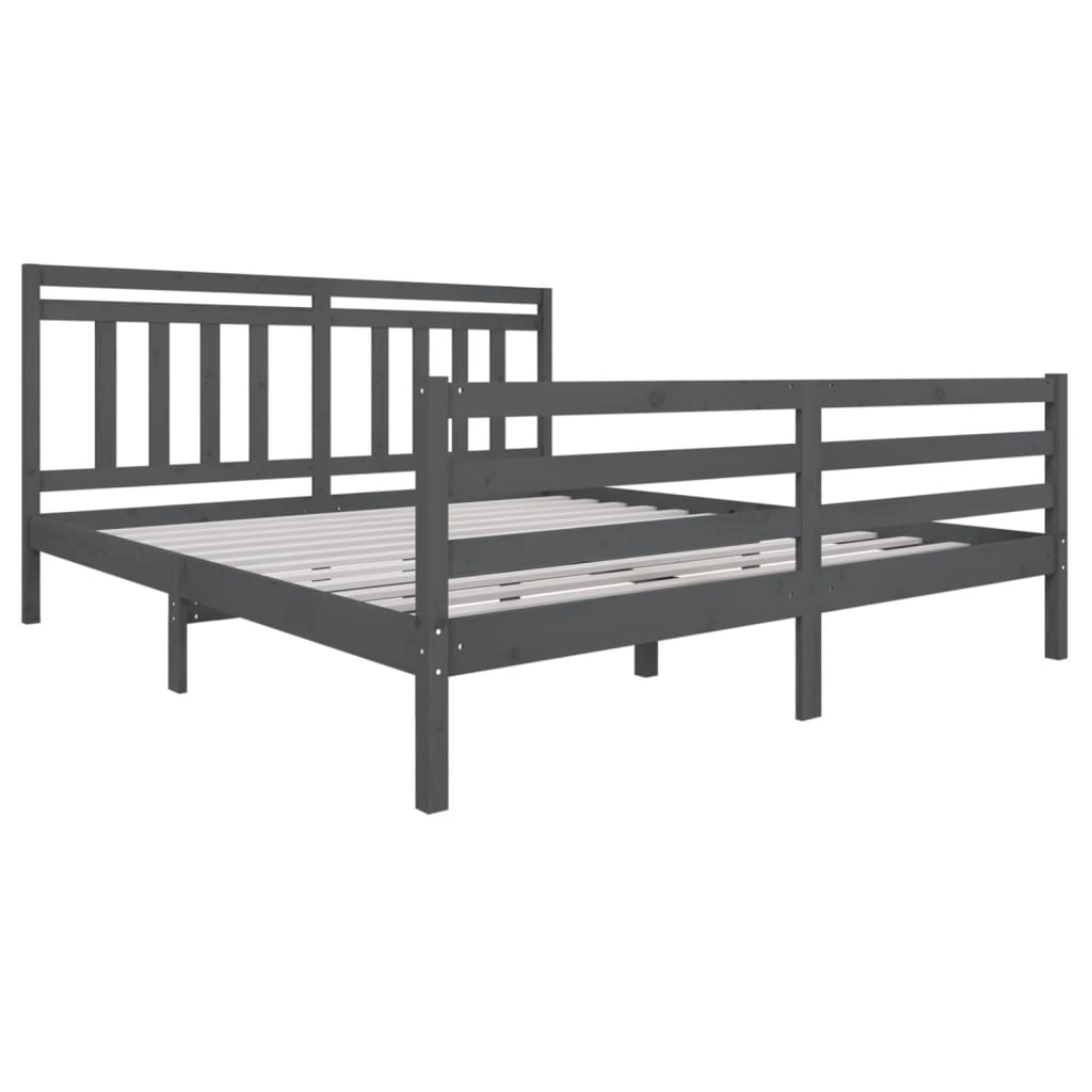 Estrutura de cama super king 180x200 cm madeira maciça cinza