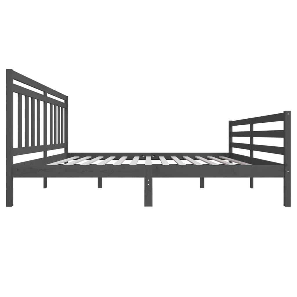 Estrutura de cama super king 180x200 cm madeira maciça cinza