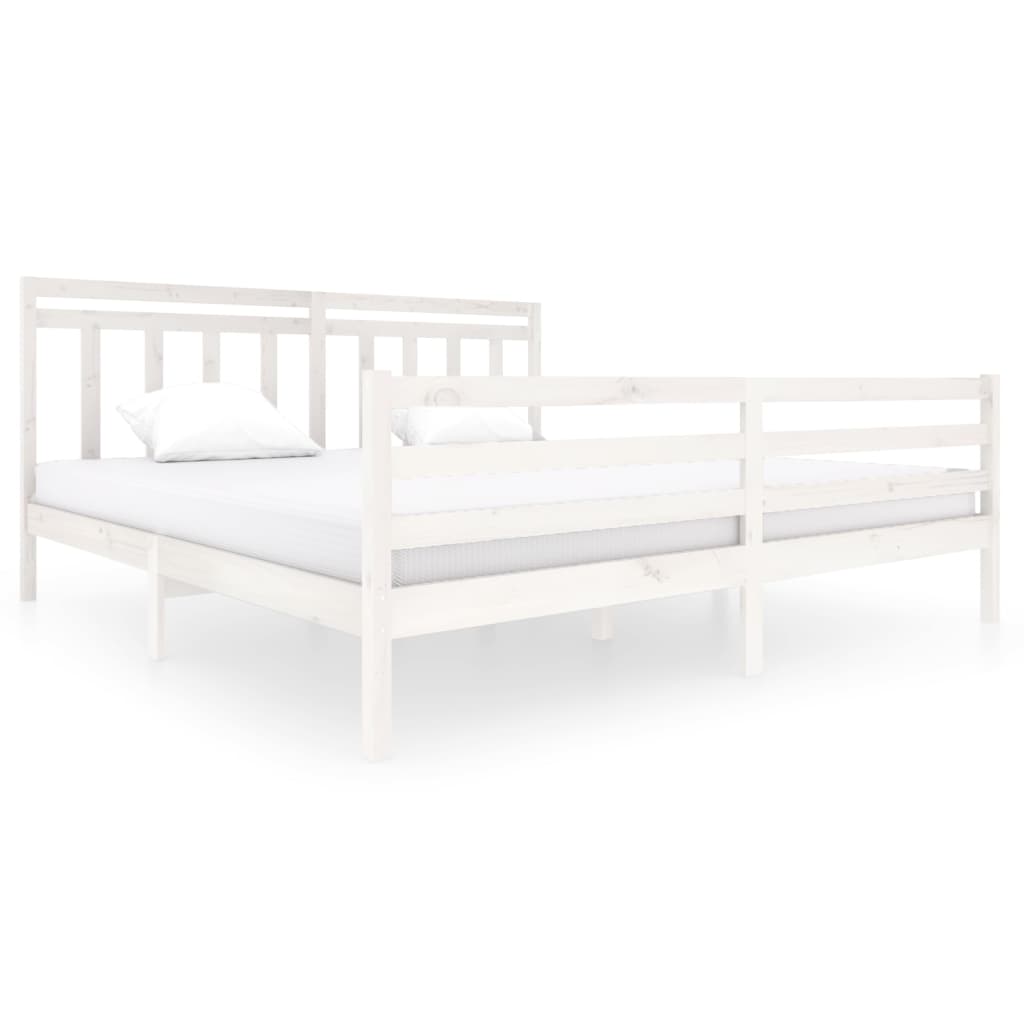 Estrutura de cama 200x200 cm madeira maciça branco