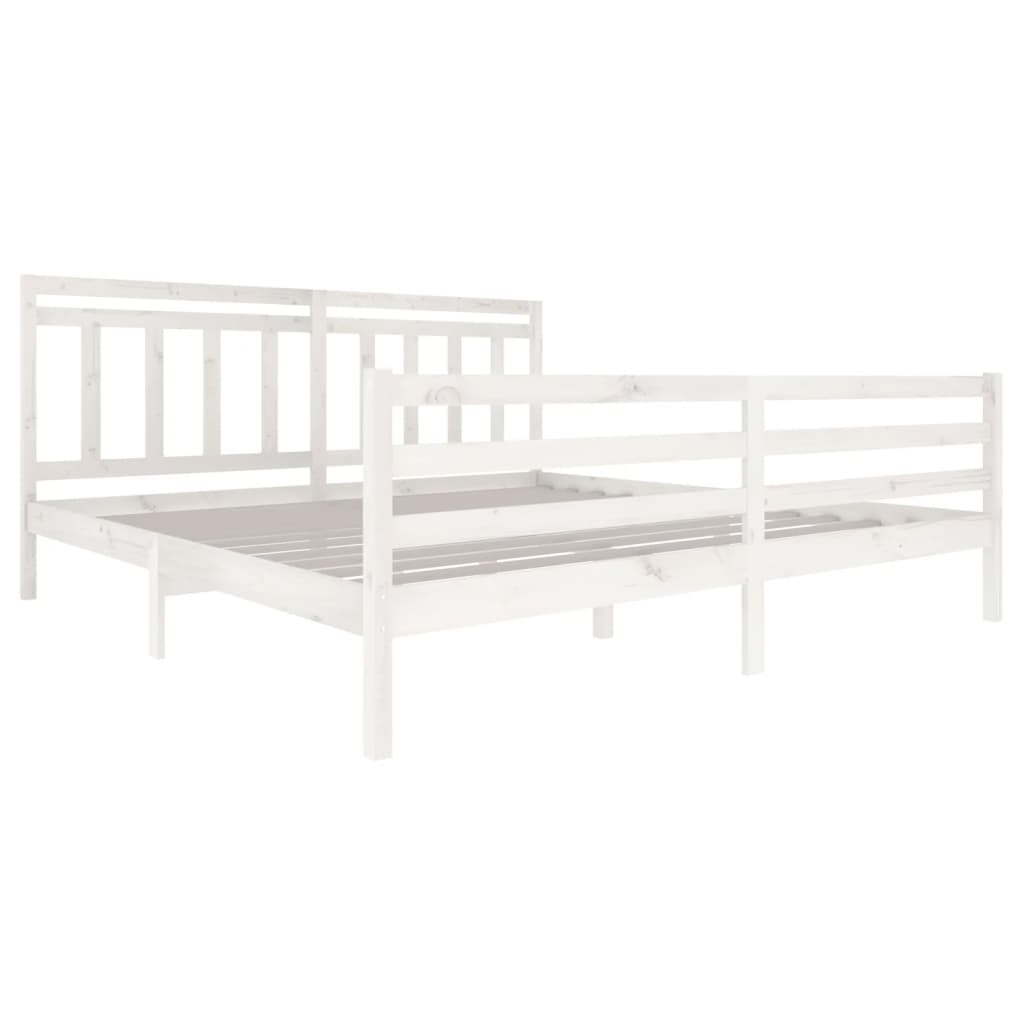 Estrutura de cama 200x200 cm madeira maciça branco