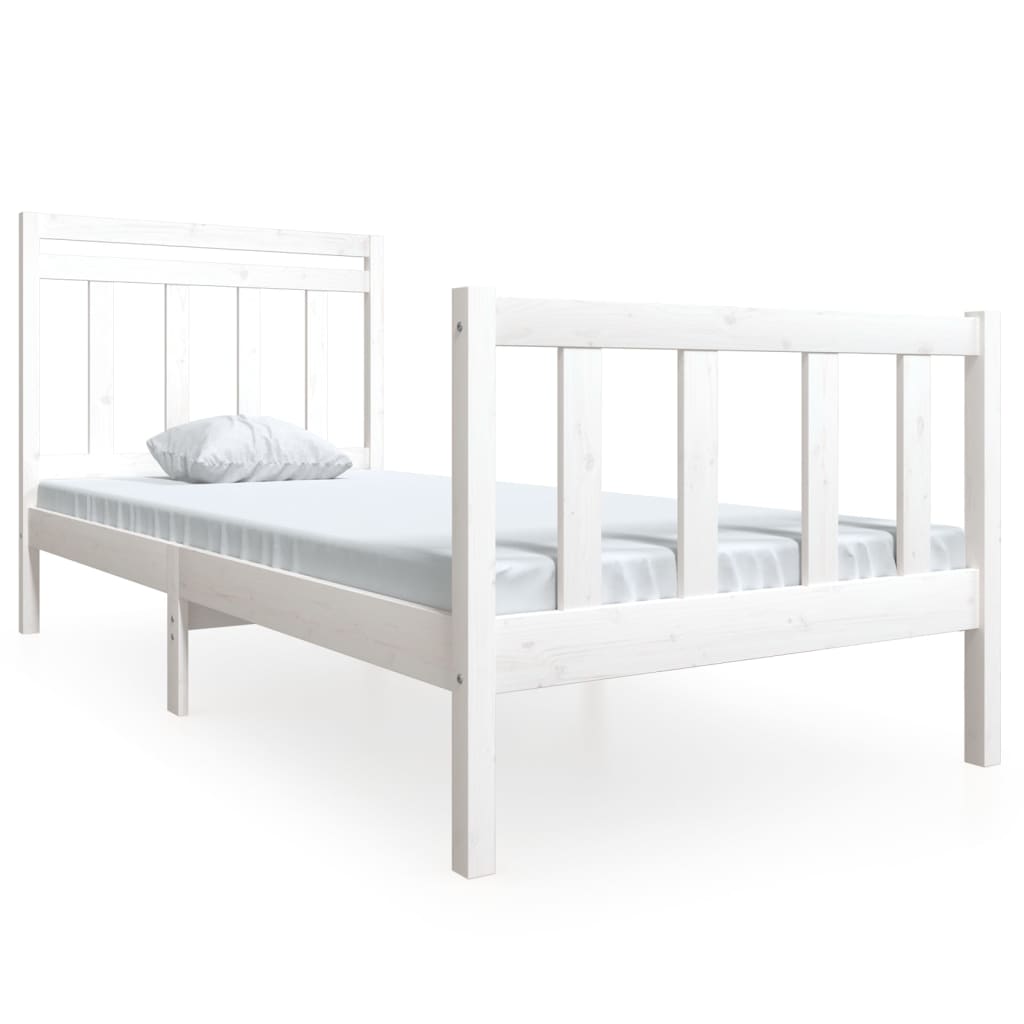 Estrutura de cama solteiro 90x190 cm madeira maciça branco