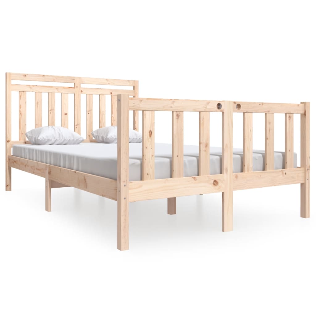 Estrutura de cama casal 135x190 cm madeira maciça