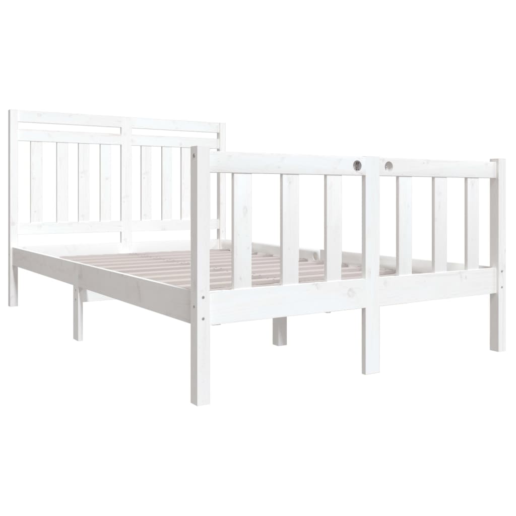 Estrutura de cama casal 135x190 cm madeira maciça branco