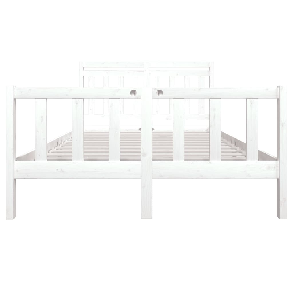 Estrutura de cama 140x190 cm madeira maciça branco