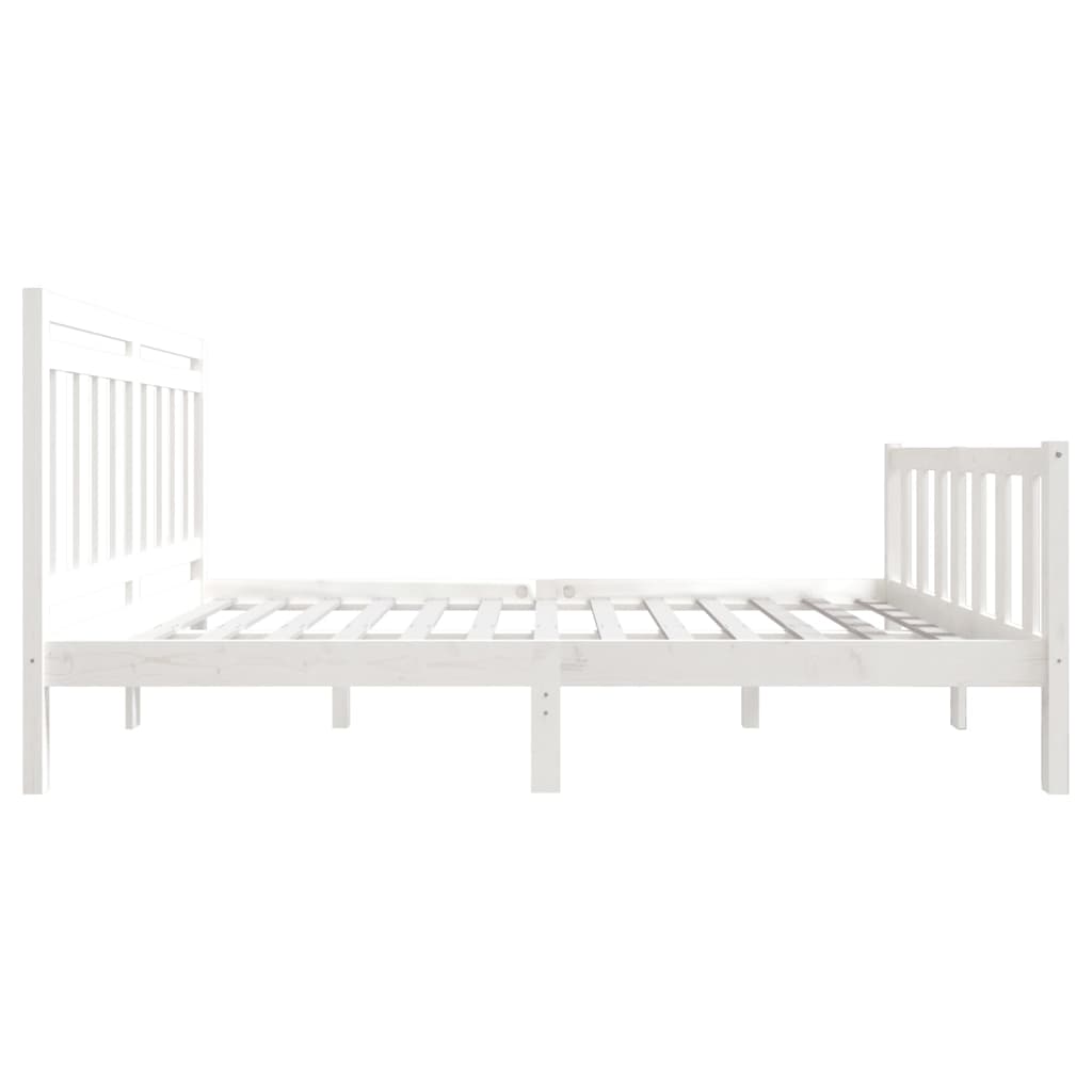 Estrutura de cama 140x190 cm madeira maciça branco