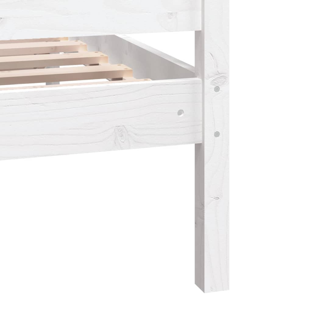 Estrutura de cama 140x190 cm madeira maciça branco