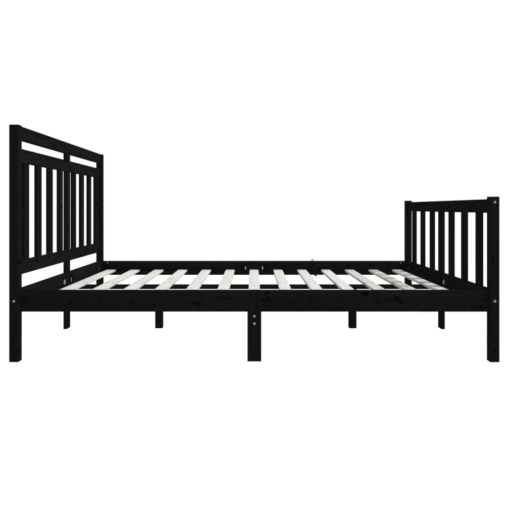 Estrutura de cama 140x190 cm madeira maciça preto