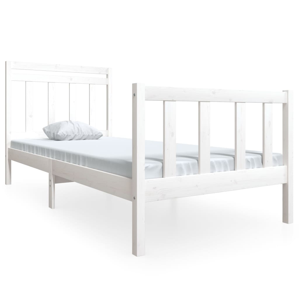 Estrutura de cama 90x200 cm madeira maciça branco