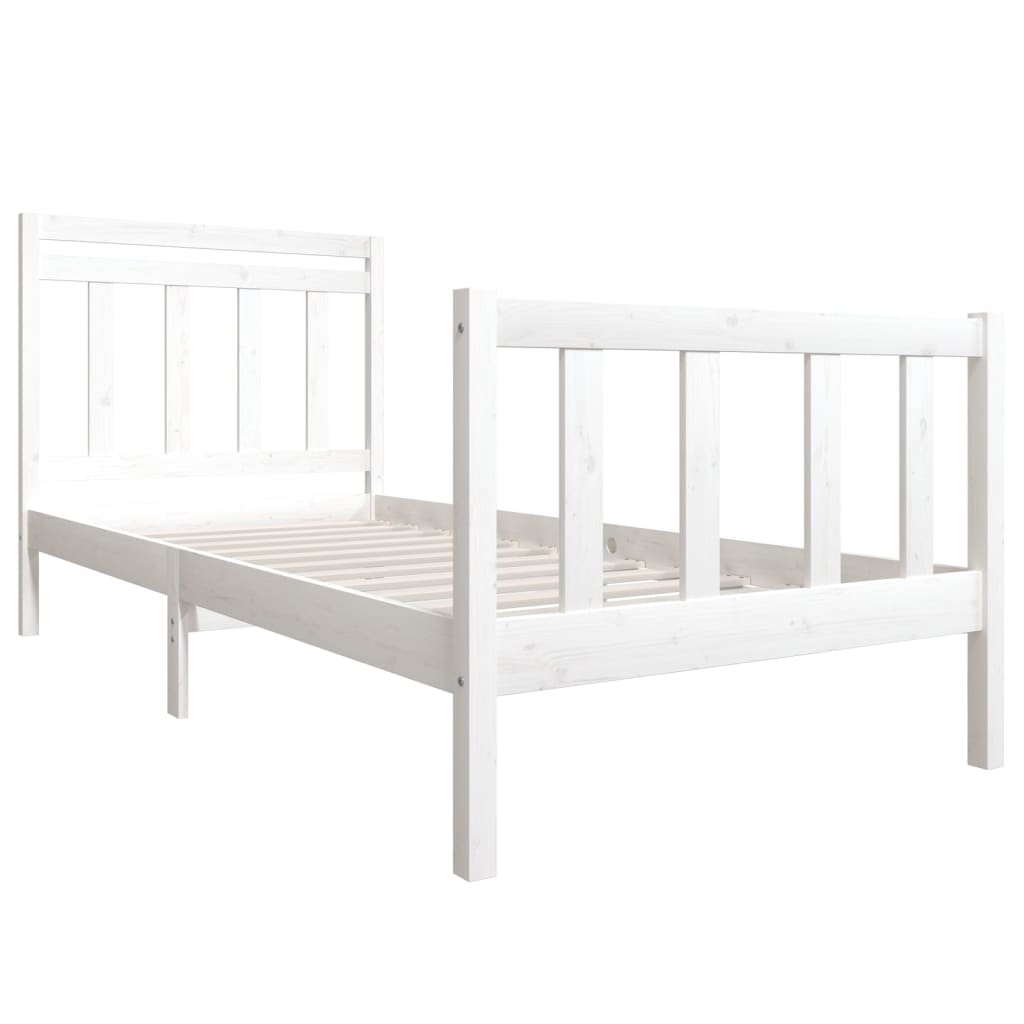 Estrutura de cama 90x200 cm madeira maciça branco