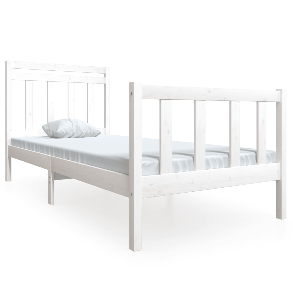 Estrutura de cama 100x200 cm madeira maciça branco