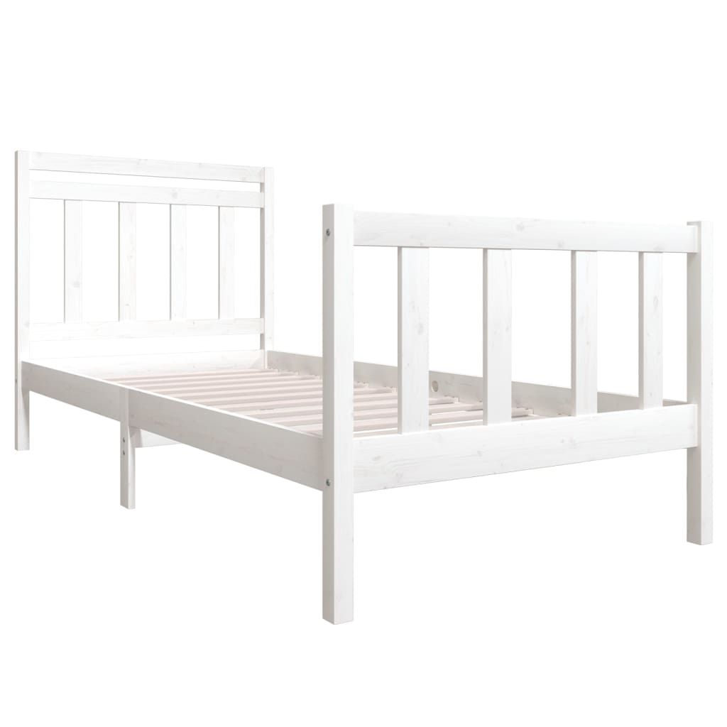 Estrutura de cama 100x200 cm madeira maciça branco