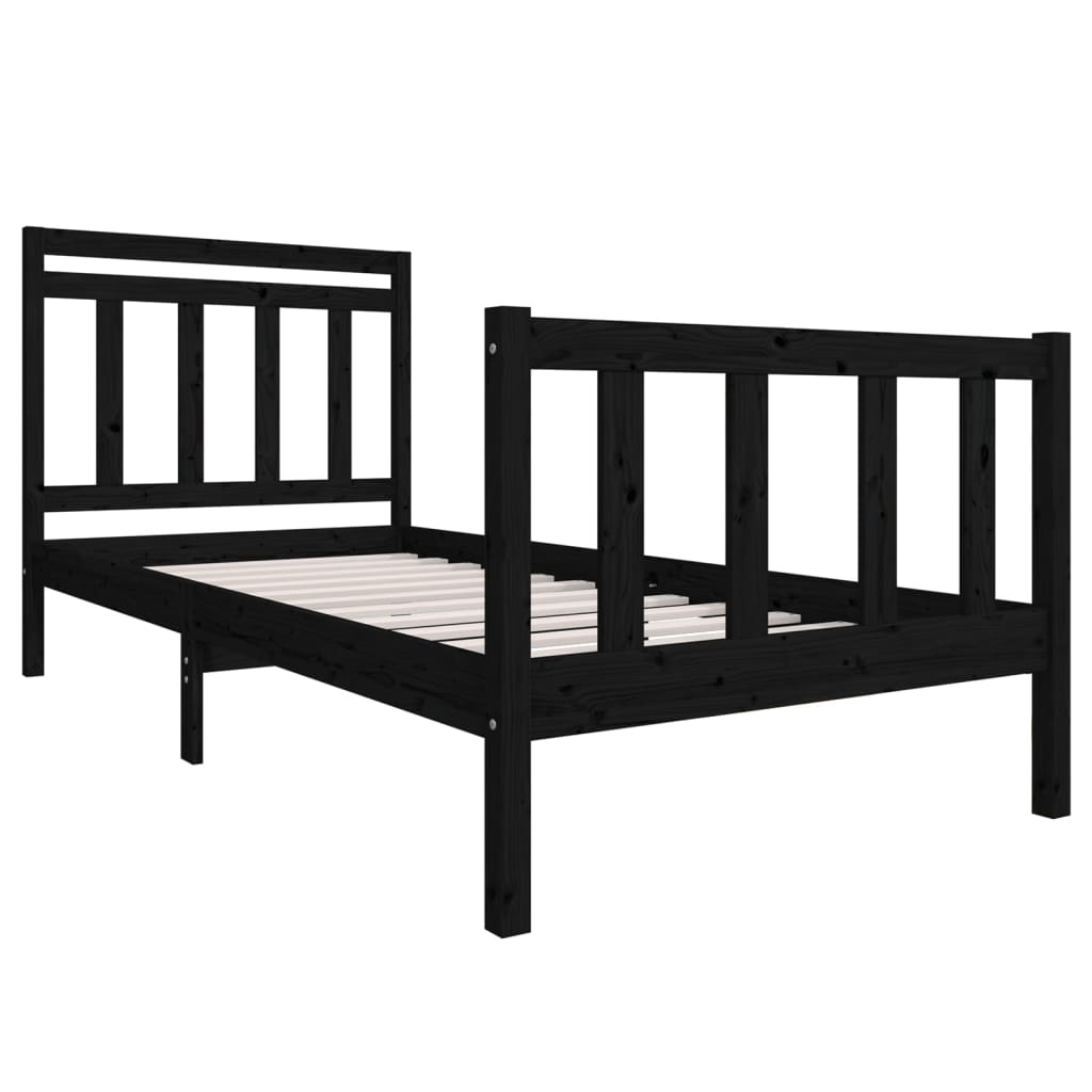 Estrutura de cama 100x200 cm madeira maciça preto