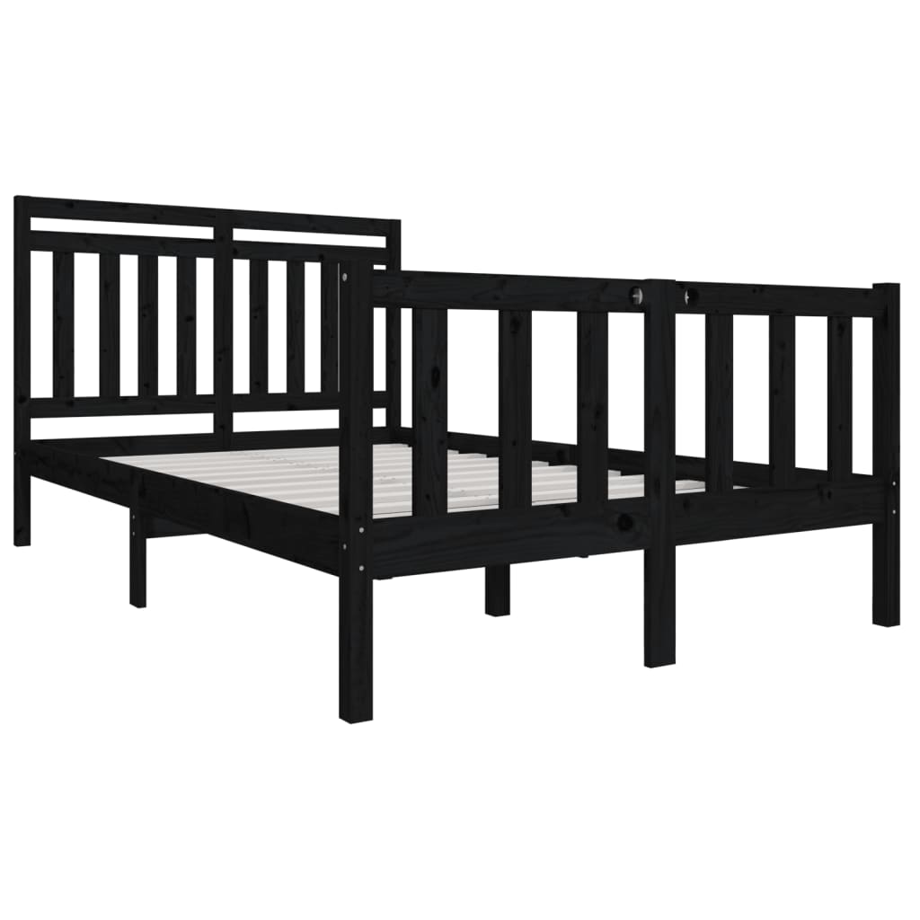 Estrutura de cama 140x200 cm madeira maciça preto