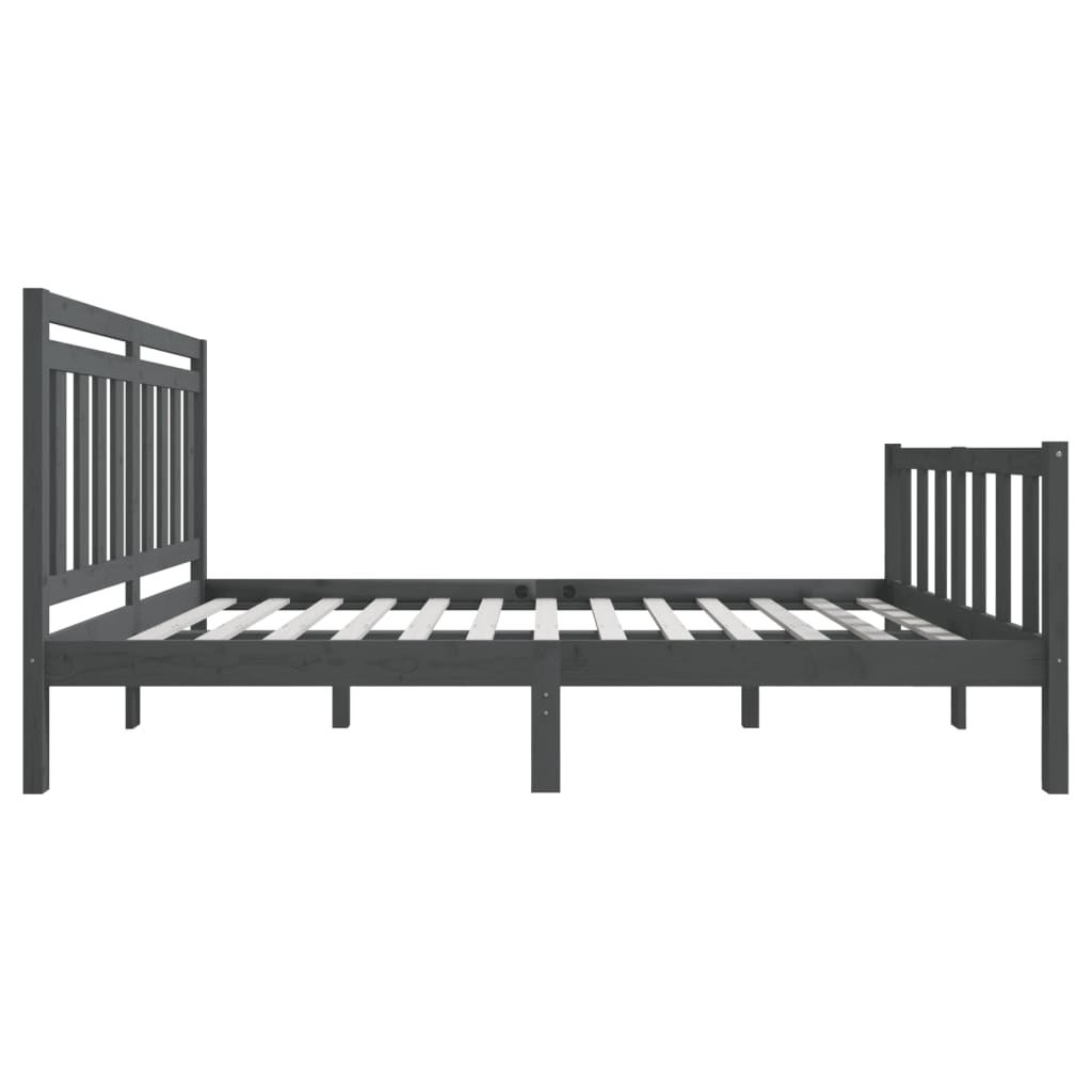 Estrutura de cama king 150x200 cm madeira maciça cinzento