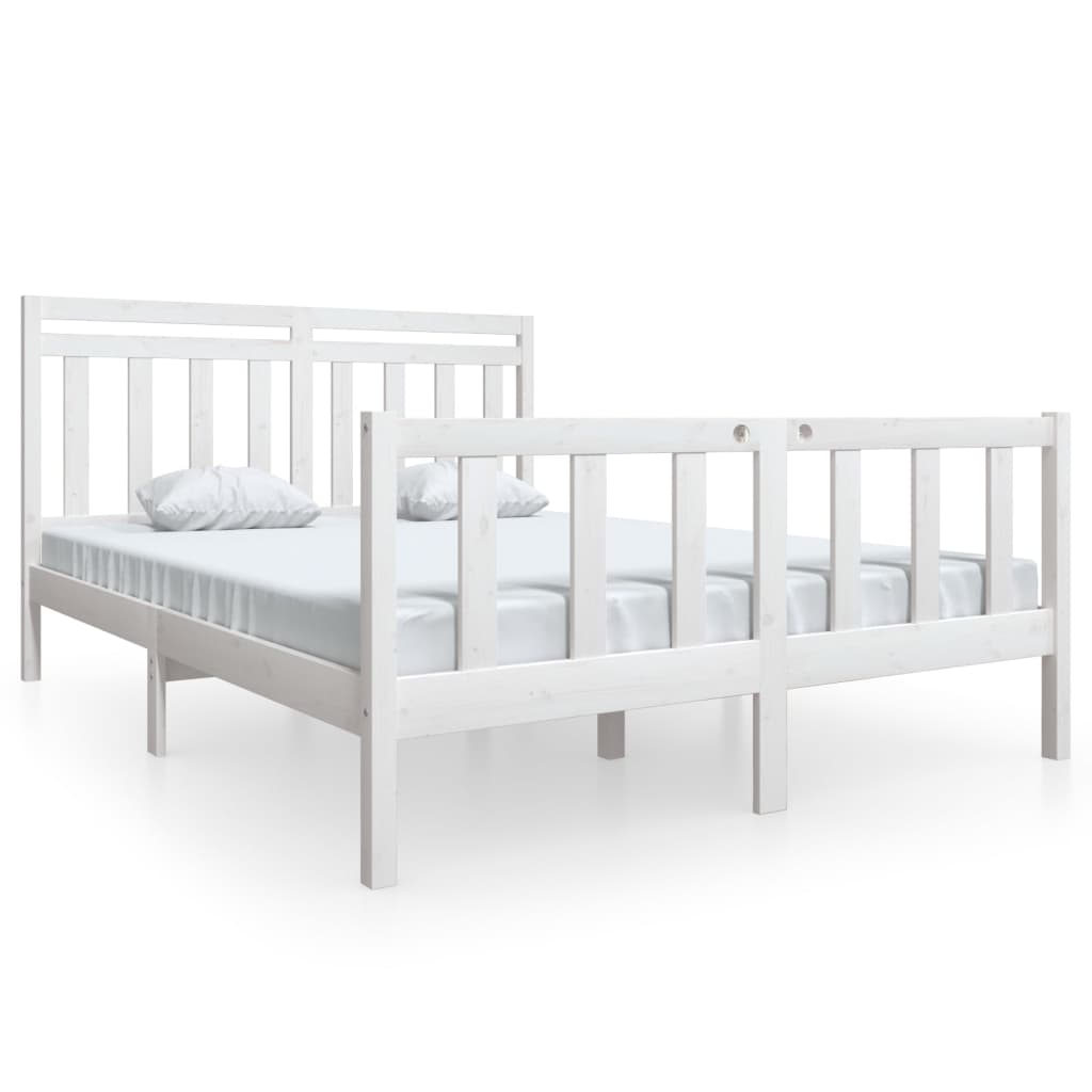 Estrutura de cama 160x200 cm madeira maciça branco