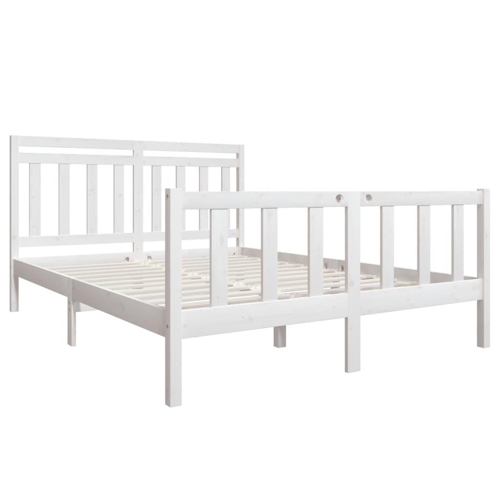 Estrutura de cama 160x200 cm madeira maciça branco