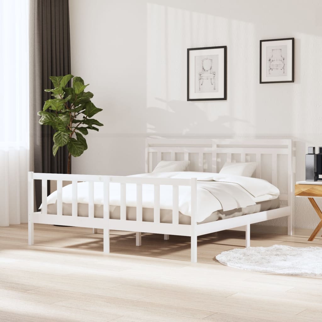 Estrutura de cama 160x200 cm madeira maciça branco