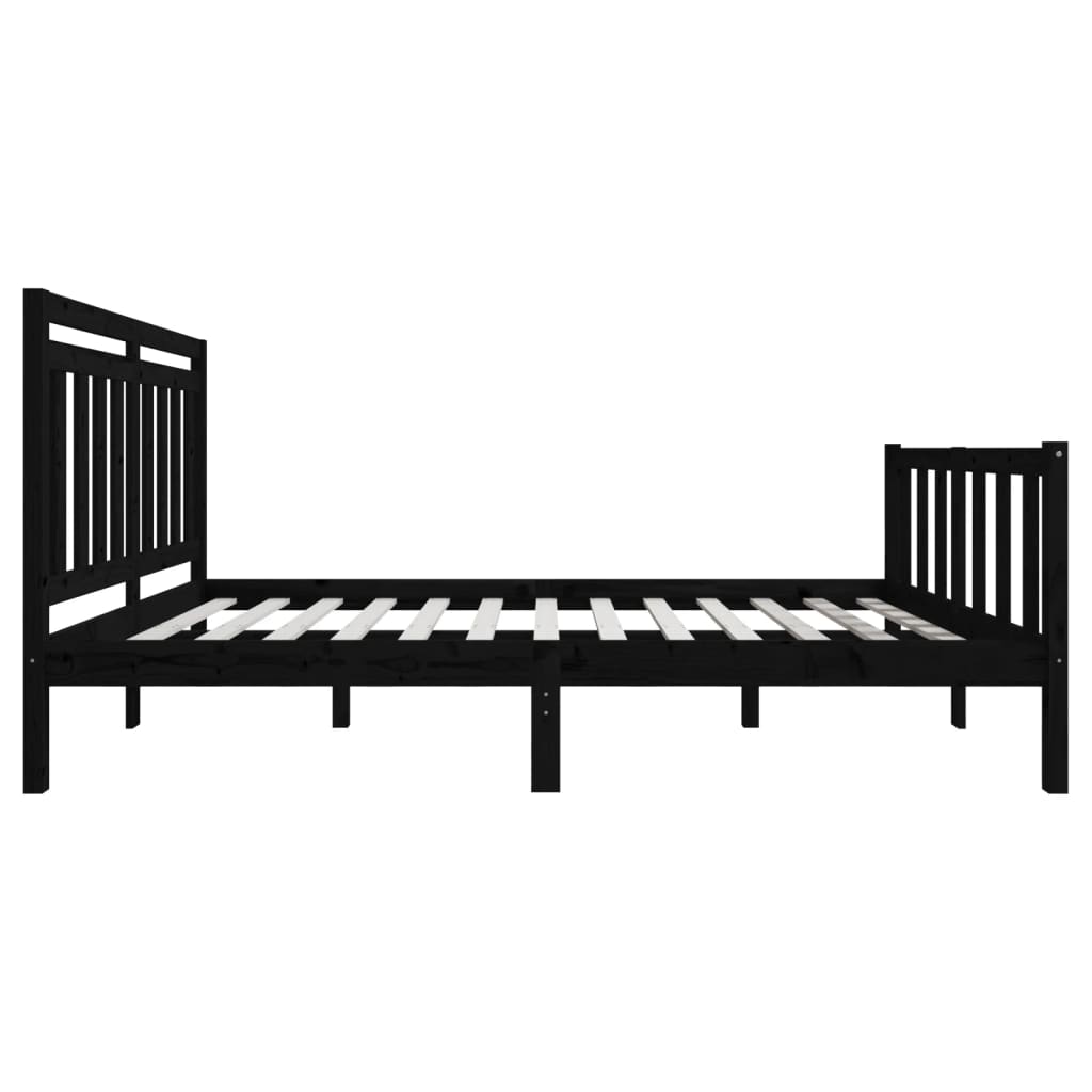 Estrutura de cama 160x200 cm madeira maciça preto