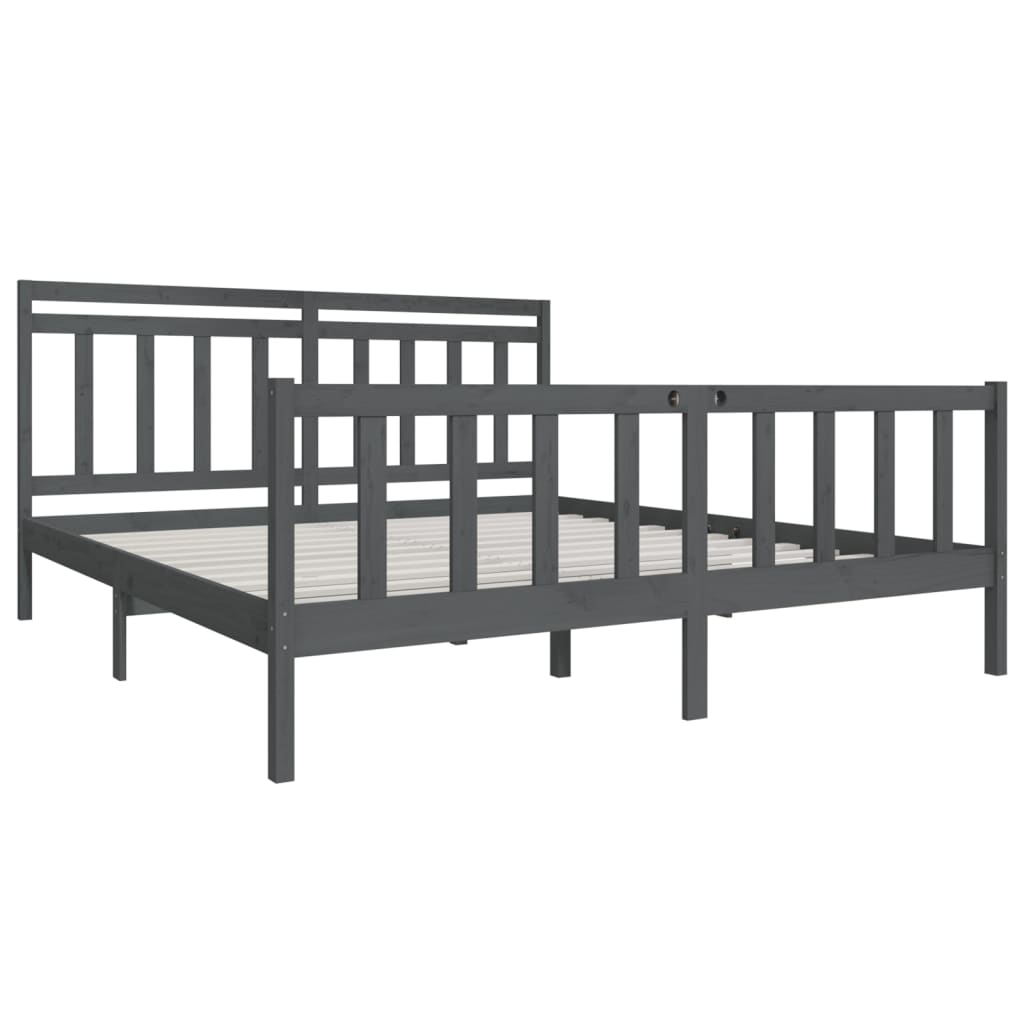 Estrutura de cama super king 180x200 cm madeira maciça cinza