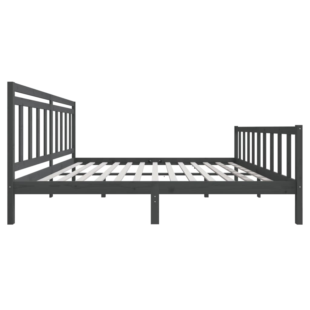 Estrutura de cama super king 180x200 cm madeira maciça cinza