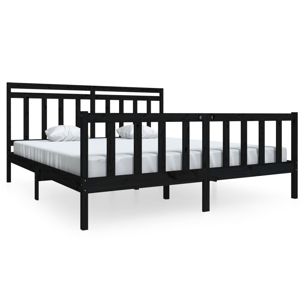 Estrutura de cama super king 180x200 cm madeira maciça preto