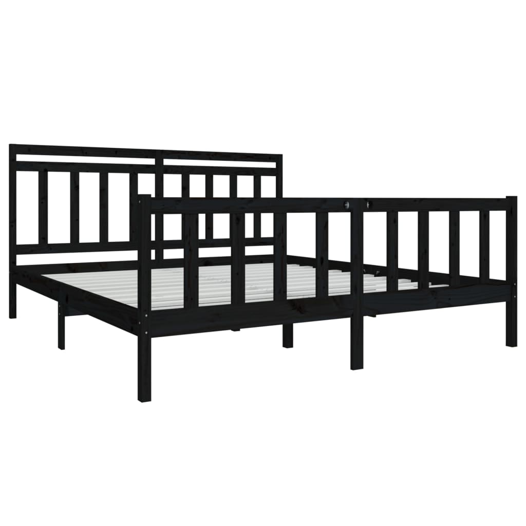 Estrutura de cama super king 180x200 cm madeira maciça preto