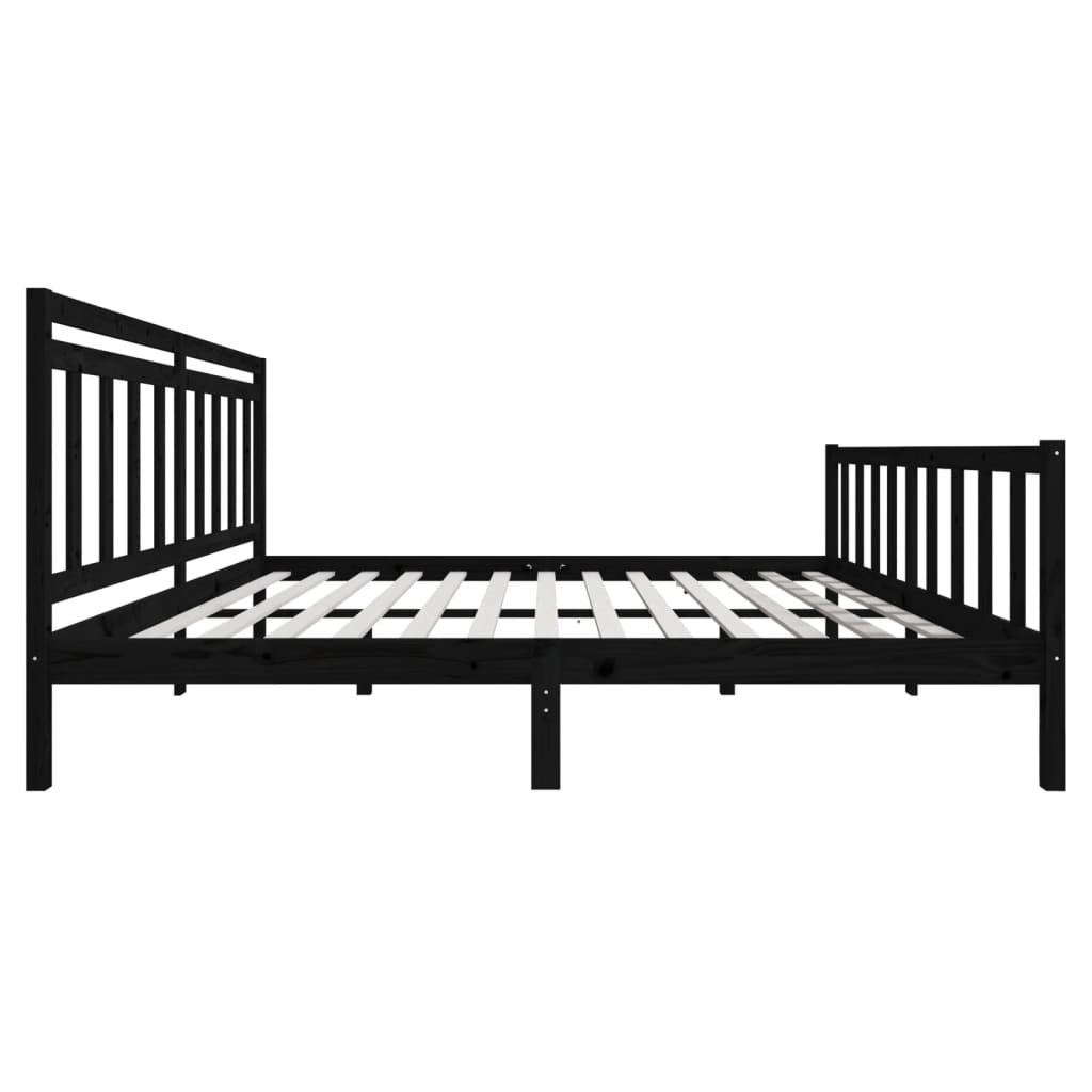 Estrutura de cama super king 180x200 cm madeira maciça preto