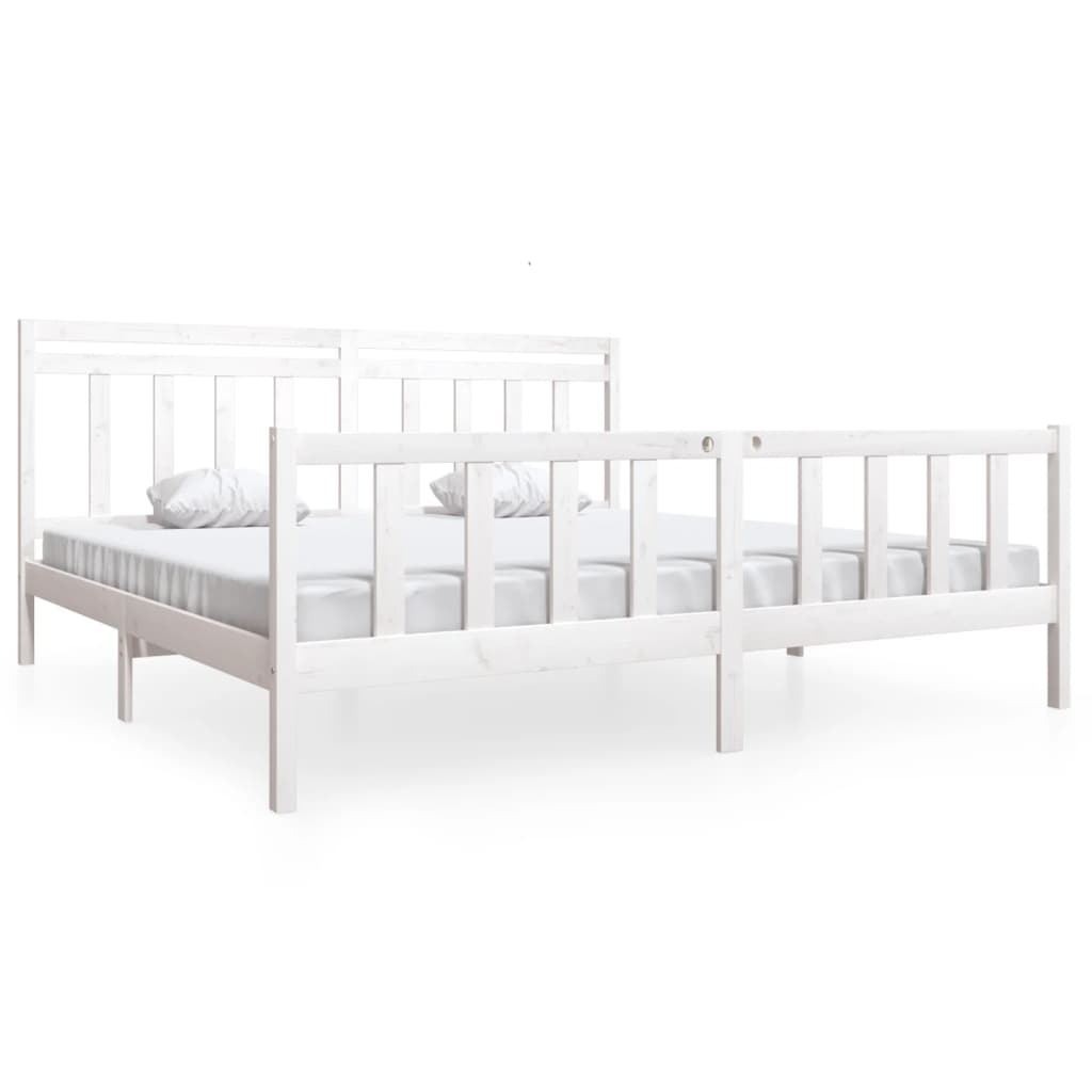 Estrutura de cama 200x200 cm madeira maciça branco