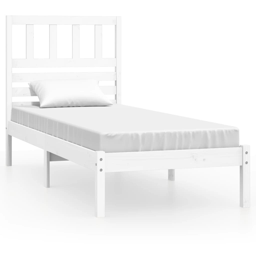 Estrutura de cama de solteiro 90x190 cm pinho maciço branco