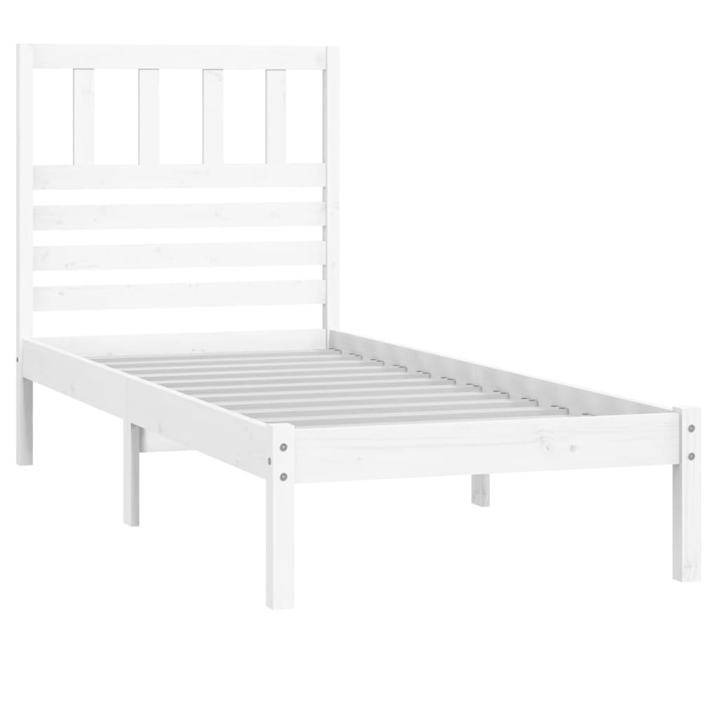 Estrutura de cama de solteiro 90x190 cm pinho maciço branco