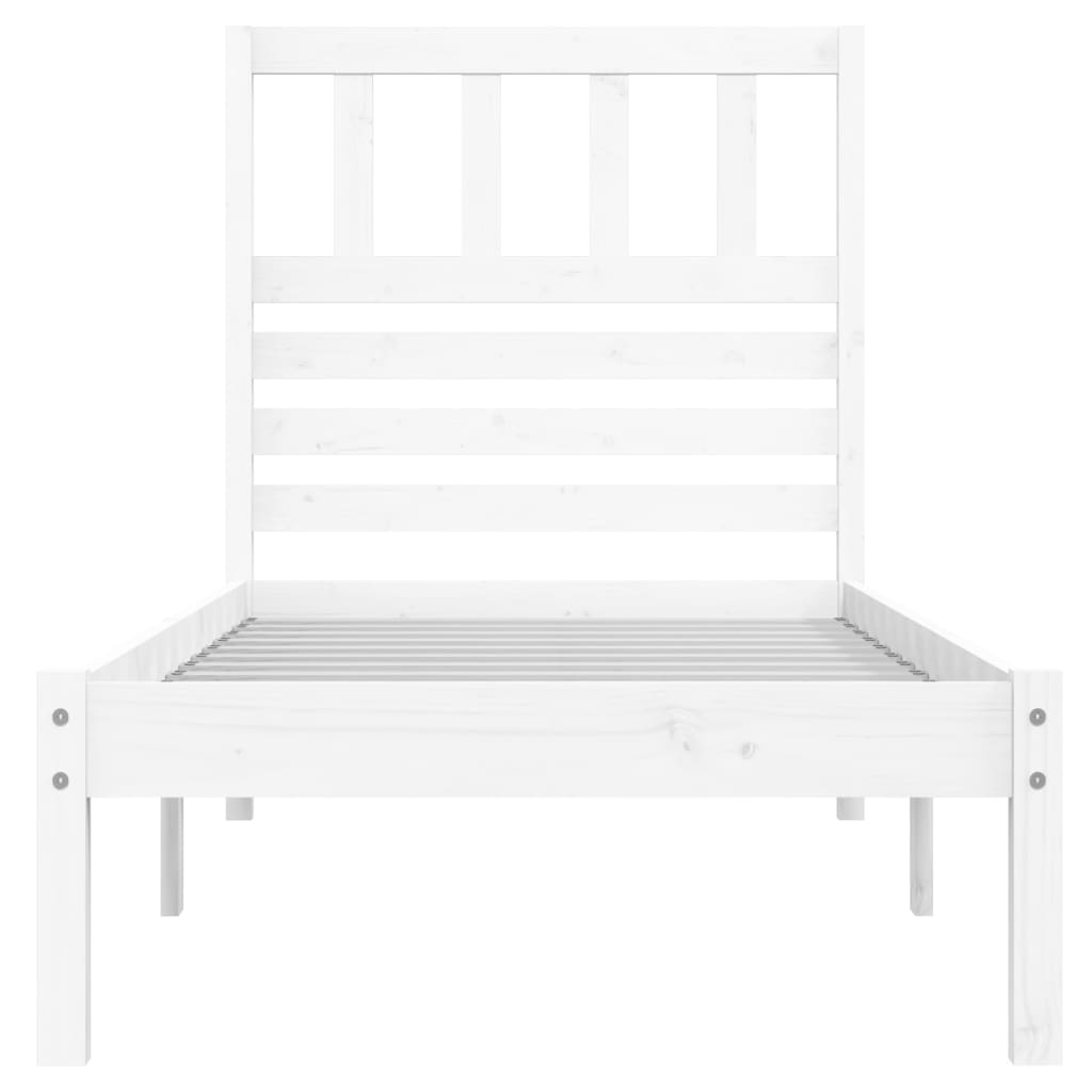 Estrutura de cama de solteiro 90x190 cm pinho maciço branco