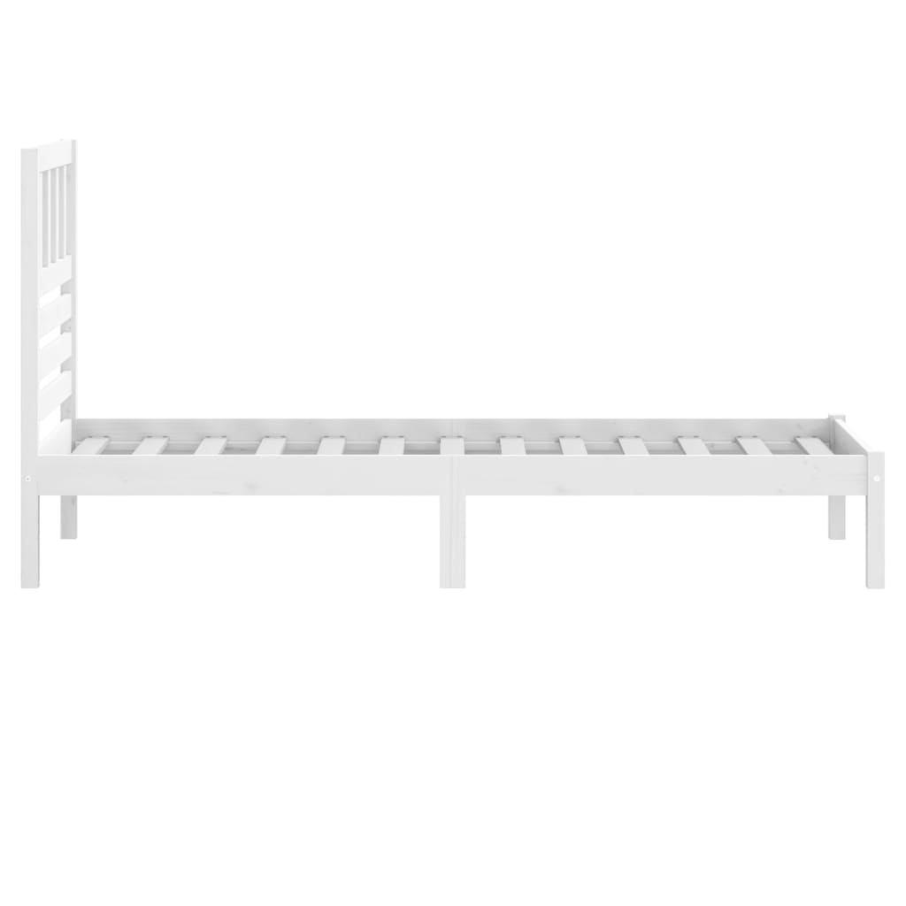 Estrutura de cama de solteiro 90x190 cm pinho maciço branco