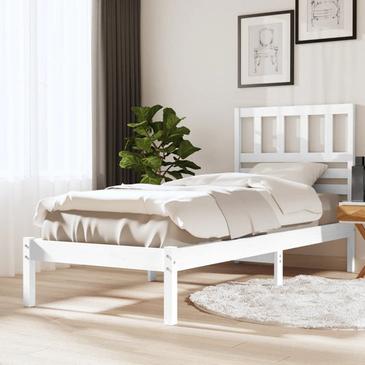 Estrutura de cama de solteiro 90x190 cm pinho maciço branco