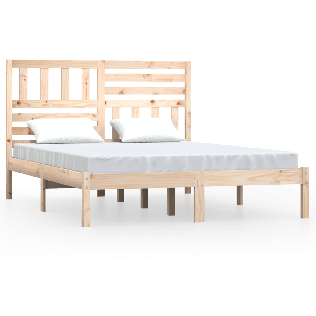 Estrutura de cama de casal 135x190 cm pinho maciço