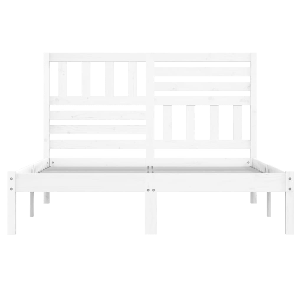 Estrutura de cama de casal 135x190 cm pinho maciço branco