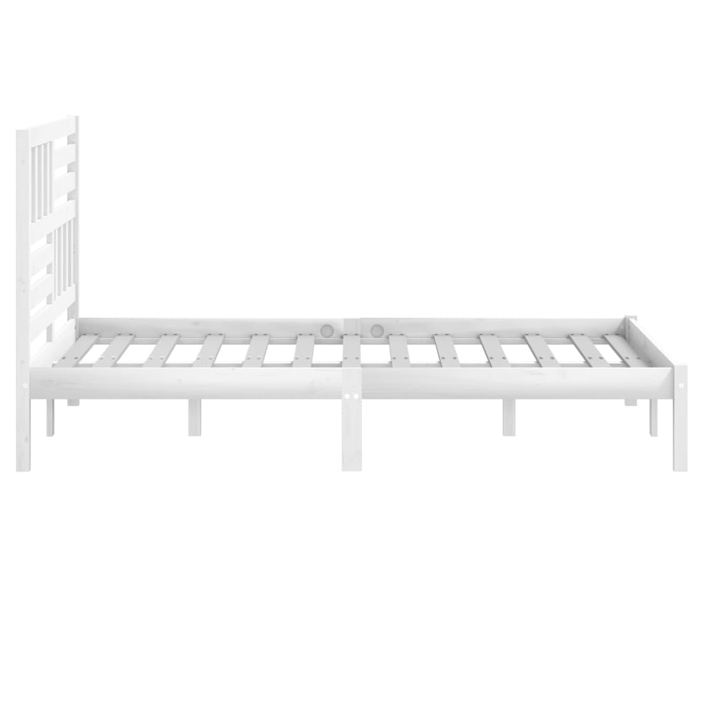 Estrutura de cama de casal 135x190 cm pinho maciço branco