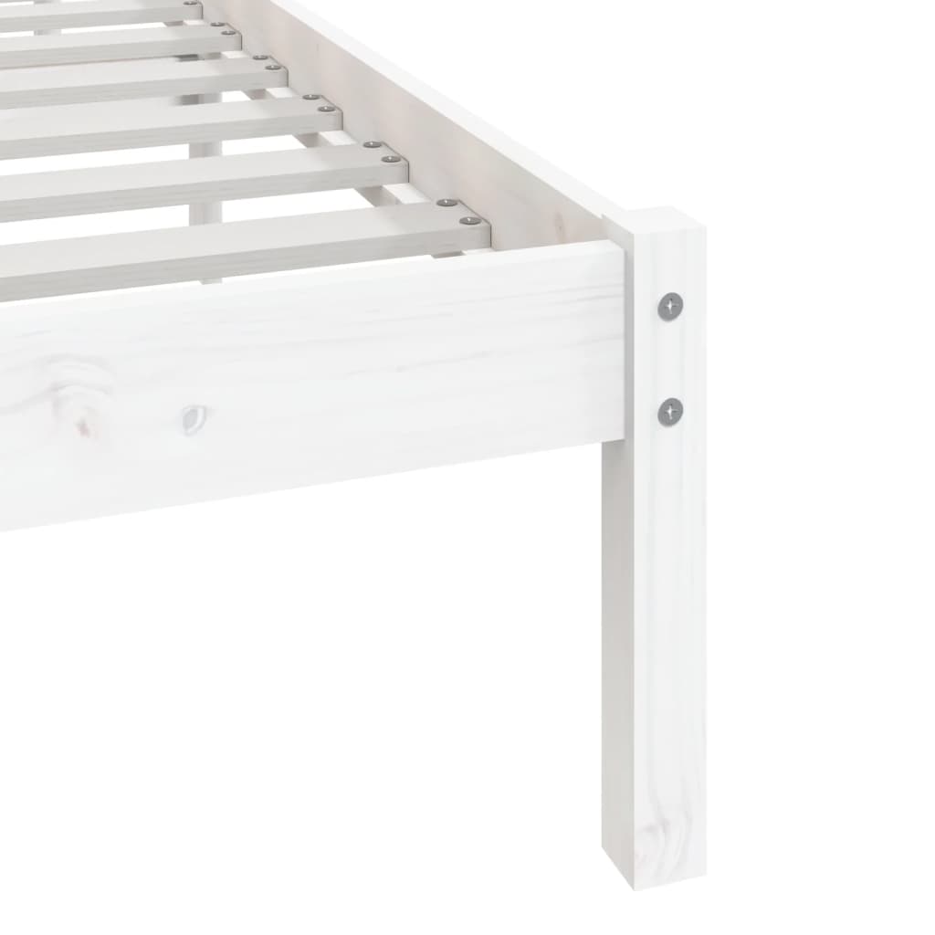 Estrutura de cama de casal 135x190 cm pinho maciço branco