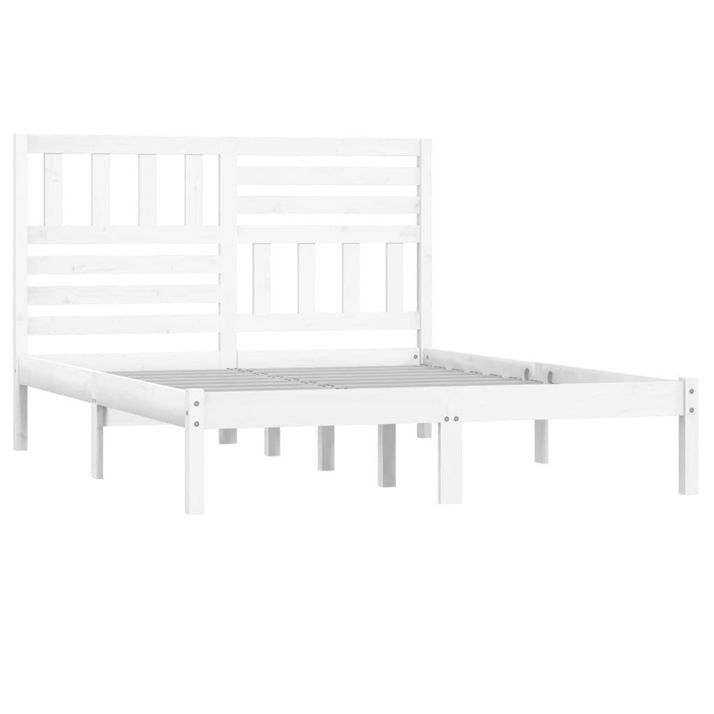 Estrutura de cama 140x190 cm madeira de pinho maciça branco