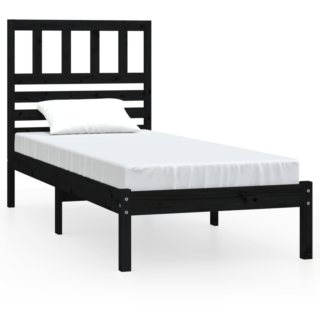 Estrutura de cama 90x200 cm madeira de pinho maciça preto