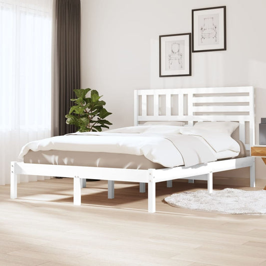 Estrutura de cama king size 150x200 cm pinho maciço branco