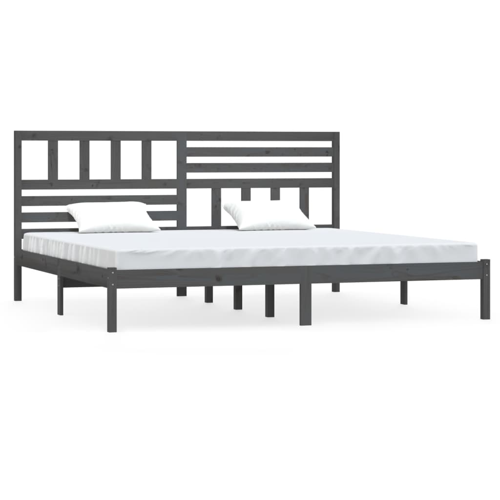 Estrutura de cama super king 180x200 cm pinho maciço cinzento